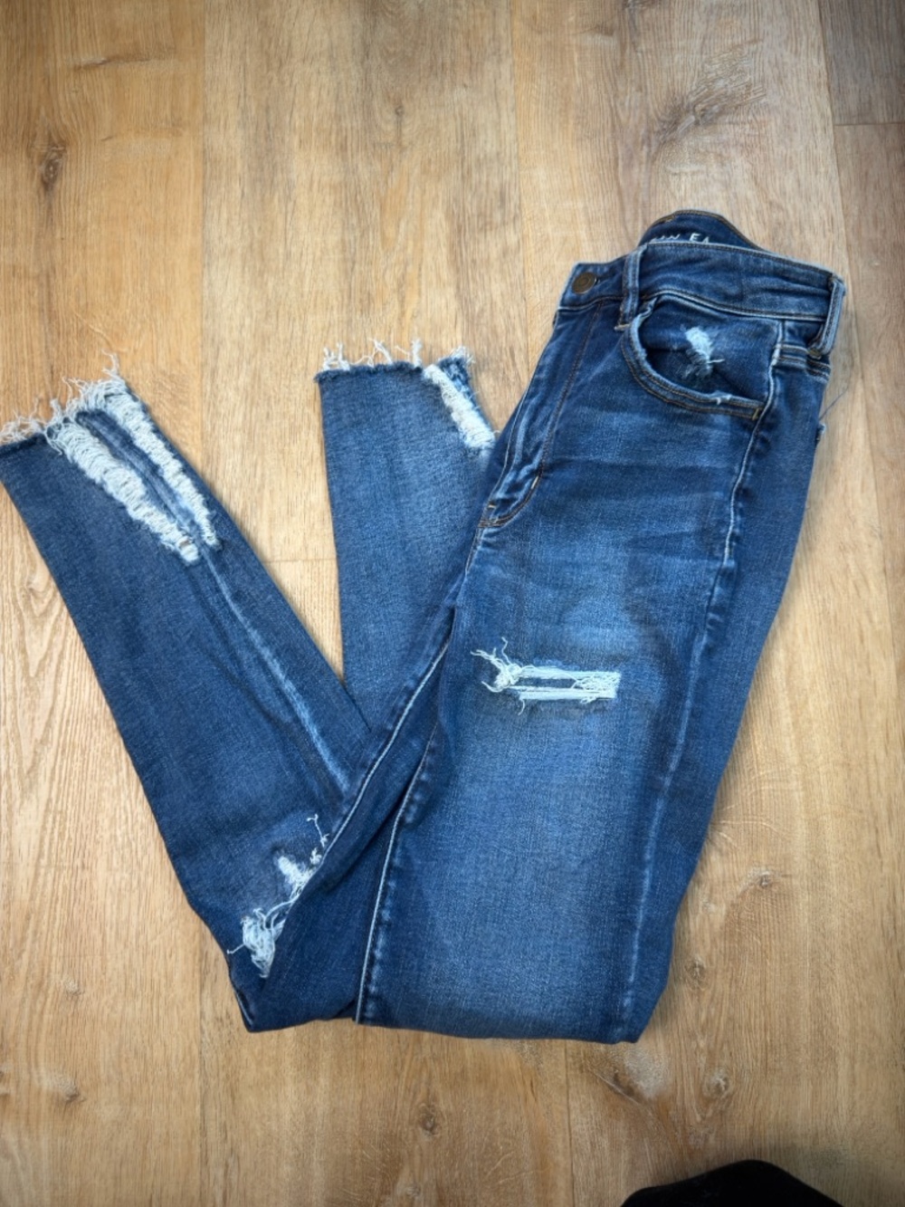 American Eagle Outfitters Dark Blue Ripped Skinny Jeans